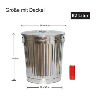 Jinfa 4er-Set Retrodesign M�lleimer mit Griffen und Deckel + 50 M�llbeutel | Zink| 18L