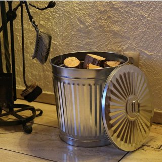 Jinfa 4er-Set Retrodesign M�lleimer mit Griffen und Deckel + 50 M�llbeutel | Zink| 18L