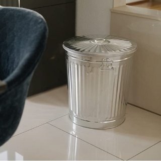 Jinfa 4er-Set Retrodesign M�lleimer mit Griffen und Deckel + 50 M�llbeutel | Zink| 18L