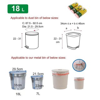 Jinfa 150 M�llbeutel mit Zugband | transparent | 49x58 cm | f�r Jinfa Metalltonne 18 L