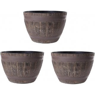 Jinfa 3er-Set Blumenkbel aus Kunststoff in Holzoptik |...