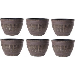 Jinfa 6er-Set Blumenkbel aus Kunststoff in Holzoptik |...