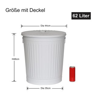 Jinfa 4er-Set Retrodesign Mlleimer mit Griffen und Deckel + 30 Mllbeutel | Mattwei| 62L