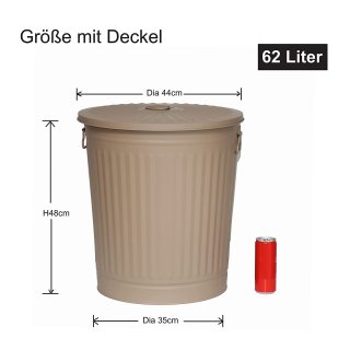 Jinfa 2er-Set Retrodesign Mlleimer mit Griffen und Deckel + 30 Mllbeutel | Beige | 62L
