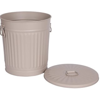 Jinfa 2er-Set Retrodesign Mlleimer mit Griffen und Deckel + 30 Mllbeutel | Beige | 62L