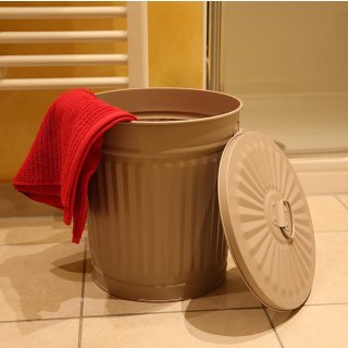Jinfa 2er-Set Retrodesign Mlleimer mit Griffen und Deckel + 30 Mllbeutel | Beige | 62L
