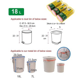 Jinfa 150 M�llbeutel mit Zugband | transparent | 49x58 cm | f�r Jinfa Metalltonne 18 L