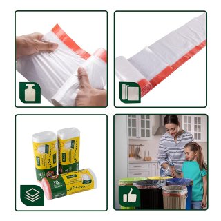 Jinfa 150 M�llbeutel mit Zugband | transparent | 49x58 cm | f�r Jinfa Metalltonne 18 L