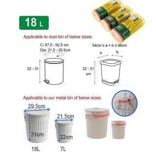 Jinfa 150 Mllbeutel mit Zugband | transparent | 49x58 cm | fr Jinfa Metalltonne 18 L