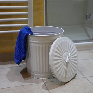Jinfa 2er-Set Retrodesign Mlleimer mit Griffen und Deckel + 50 Mllbeutel | Cremewei | 18L