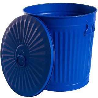 Jinfa 4er-Set Retrodesign Mlleimer mit Griffen und Deckel + 50 Mllbeutel | Blau | 18L