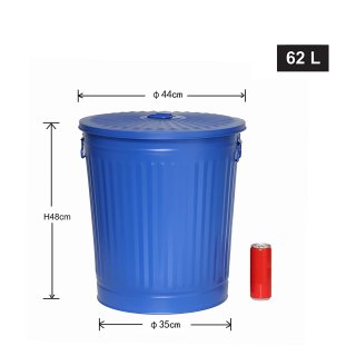 Jinfa 2er-Set Retrodesign Mlleimer mit Griffen und Deckel + 30 Mllbeutel | Blau | 62L