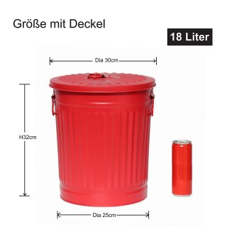 Jinfa 2er-Set Retrodesign Mlleimer mit Griffen und Deckel + 50 Mllbeutel | Rot | 18L