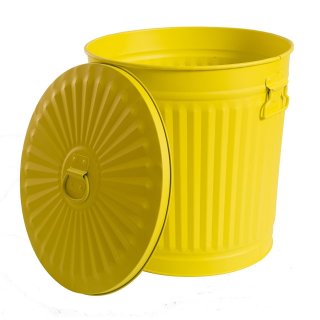 Jinfa 2er-Set Retrodesign Mlleimer mit Griffen und Deckel + 30 Mllbeutel | Gelb | 62L