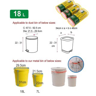 Jinfa 150 M�llbeutel mit Zugband | transparent | 49x58 cm | f�r Jinfa Metalltonne 18 L