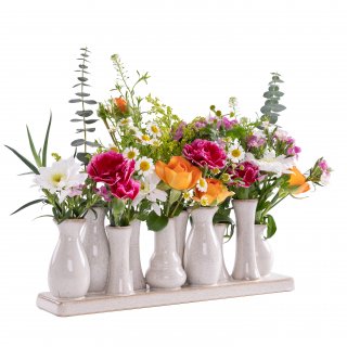 Jinfa  Vasen auf festem Sockel | handgefertigte Blumenvasen Tischdeko | Antik-Wei