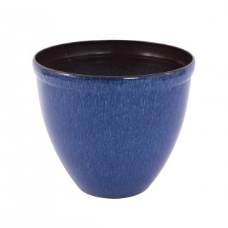 Jinfa Blumenkbel aus Kunststoff in glasierter Keramikoptik | Farbe: Jun Glasur blau | Design: Santorini |  39.5 cm x H 33.5 cm | 1 Stck