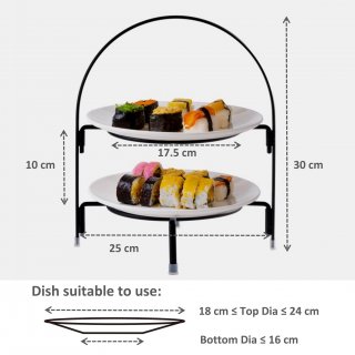 eGenuss Etagere 2 Etagen Metall Serviergestell 2 Etagen mit rutschfeste F��e Telleretagere Gestell f�r 2 Teller - Sp�lmaschinenfest 2-st�ckige Etagere f�r Servierst�nder schwarz