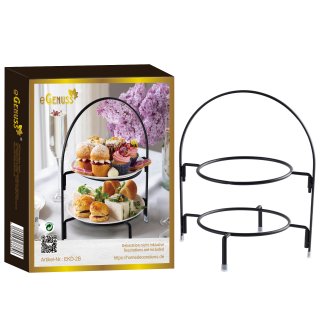 eGenuss Etagere 2 Etagen Metall Serviergestell 2 Etagen mit rutschfeste F��e Telleretagere Gestell f�r 2 Teller - Sp�lmaschinenfest 2-st�ckige Etagere f�r Servierst�nder schwarz