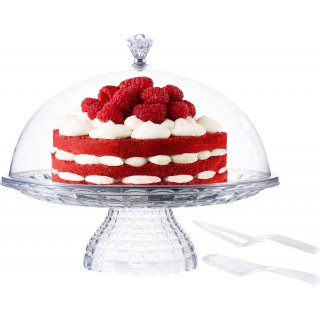 eGenuss Tortenplatte Kuchenplatte mit Fu und Haube inkl....