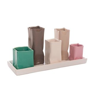 Jinfa | Floreros modernos en cermica para interiores | Multicolor | 29,5 x 11 x 6 cm | Set de 5 jarrones | Floreros en cermica para decoracin, regalos, centros de mesa, salones