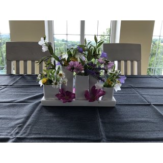 Jinfa Assortment of 5 Ceramic Flower Vases - Decorative Flower Pots - 1 Tray of 5 White Vases