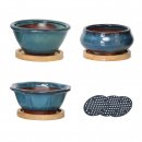Jinfa 3 glasierte Keramik Bonsai T�pfe mit...