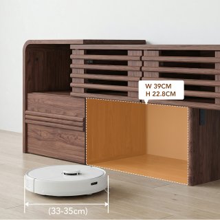 eGenuss TV Lowboard ausziehbar & verstellbar in Nussbaumfarben, Fernsehtisch f�r TVs bis 60 Zoll, TV-Schrank mit Lamellent�ren, drehbaren Seitenmodulen & Stauraum, modernes TV M�bel, 162,5 cm