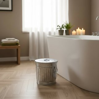Jinfa Metall M�lleimer mit Deckel und Tragegriffen - f�r gelben Sack,Pfandbeh�lter,Kamin Ascheeimer,Futtertonne,Pelletbeh�lter | Silber | 7L
