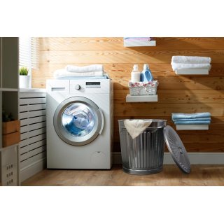 Jinfa Metall M�lleimer mit Deckel und Tragegriffen - f�r gelben Sack,Pfandbeh�lter,Kamin Ascheeimer,Futtertonne,Pelletbeh�lter | Silber | 35L