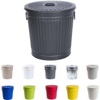 Jinfa Metal Trash Can with handles | 18 Litres | � 29 cm, Height 31.5 cm | Size M | Black