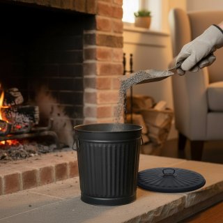 Jinfa� | Bidone della spazzatura in metallo con manici e coperchio | Nero | � 29 cm, h 31,5 cm | Capienza 18 litri