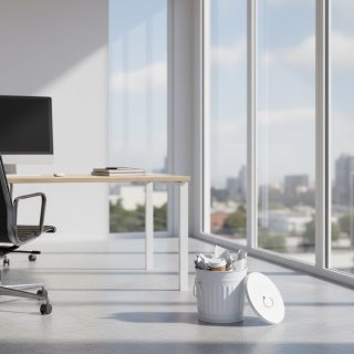 Jinfa Metal Trash Can with handles | 7 Litres | � 21.5 cm, Height 21.5 cm | Size S | White