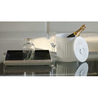 Jinfa� | Piccolo bidone della spazzatura in metallo con manici e coperchio | Bianco | � 21,5 cm, h 21,5 cm | Capienza 7 litri