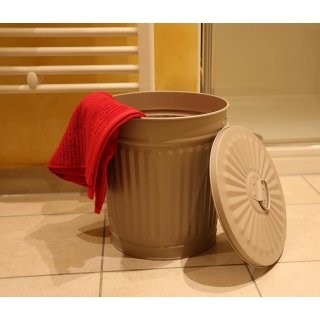 Jinfa� | Bidone della spazzatura in metallo con manici e coperchio | Beige | � 36 cm, h 36,5 cm | Capienza 35 litri